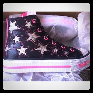 GIRLS SKECHERS TWINKLE TOES ROCKIN STARS BLCKPINK